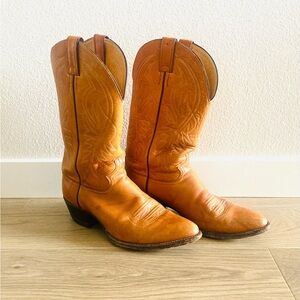 JUSTIN 🤠 Country Western Leather Cowboy Boots Vintage Yellowstone Tall Mens